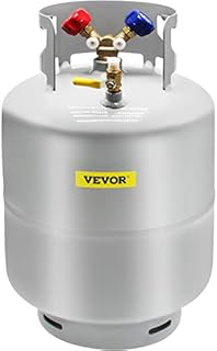 VEVOR Refrigerant Recovery Tank, 50 LBS Capacity, 400 psi Portable Cylinder Tank with Y-Valve for Liquid/Vapor, High-Sealing Recovery Can for R22/R134A/R410A, Gray