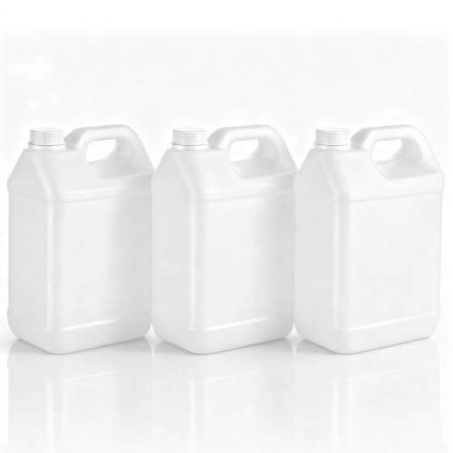 DAJAVE 3 Pack 1 Gallon Plastic Jug with Lids Gallon Water Jug Storage Containers with Ergonomic Handle, Empty Gallon Jugs for Water, Sauces, Beverage, Soaps, Liquids