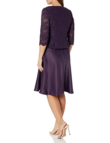 Alex Evenings Women's Tea Length Mock Dress with Sequin Jacket (Petite and Regular Sizes)3