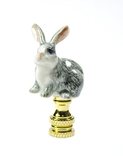 Image of Gray Rabbit Finial Hand Painted Porcelain