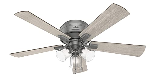 Image of Hunter Crestfield, Indoor, Ceiling Fan, Quiet, 52 inch, Matte Silver