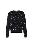 Modern style faina Women\'s Damen Strickpullover mit unregelmäßigem Nieten-Diamant-Design SCHWARZ Größe XL/XXL Pullover Sweater