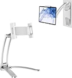 La base en aluminium brossé est entièrement réglable et se plie avec un support de tablette amovible pour un environnement sans encombrement.