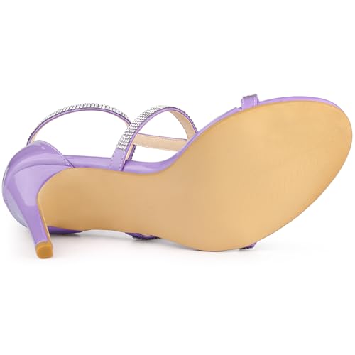 Allegra K Allegra K Women's Rhinestone Ankle Strap Stiletto High Purple Heel Sandals 8 M US