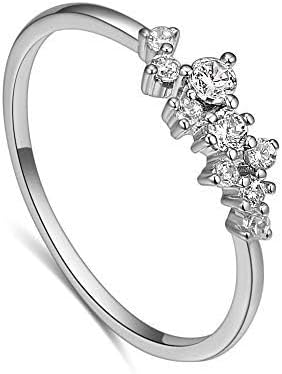 Simple 18k Gold plated Rings for Teen Girls White Studded Eternity Wedding Ring 925 Sterling Silver Plated Engagement Stackable Rings Women Fashion Jewelry Gift for her - Image 2