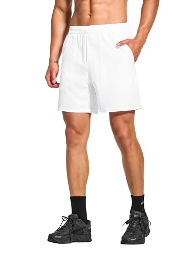 DEMOZU Men's 7 Inch Workout Tennis Shorts with Liner Lined Gym Running Athletic Shorts with Pockets