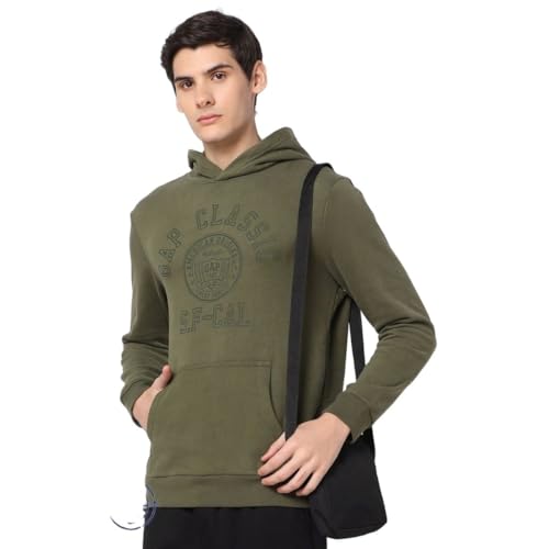 Image of Gap Men Regular Fit Logo Print Full Sleevesd Cotton Hoodie
