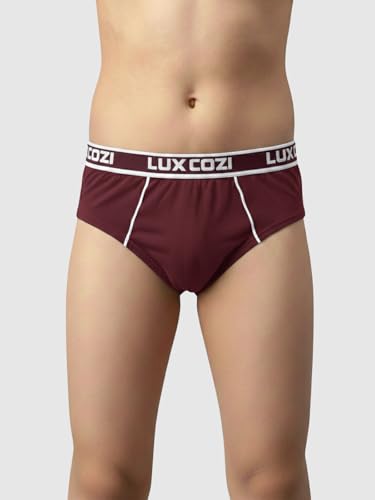 Image of Lux Cozi Boy's Super Combed Cotton Outer Elastic Solid Brief with Ultra Soft Waistband | Colors May Vary | Pack of 10