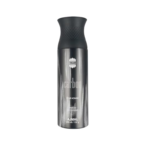 Image of Ajmal Carbon Homme Body Deodorant Parfum for Men |Citrus Spicy Long Lasting Body Perfume DEO 200 Ml