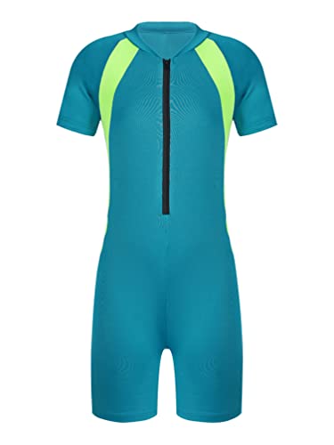 Linjinx Boys Girls Zip Up One Piece Rash Guard Swimsuit Short Sleeves UPF 50+ Sun Protection Surfing Bathing Suit