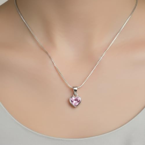 Image of Parnika 925 Sterling Silver Heart Solitaire Zircon Pendant for Women and Girls | Gift for Women n Girls | With Certificate of Authenticity | Pendant Only | Locket|