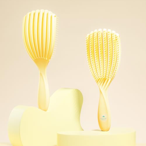 Image of Nature Spell FlexiFlow Detangling Hair Brush Detangles All Hair Types For Wet & Dry Hair Flexible Strands for Pain Free Brushing & Cleaning Eliminates Knots & Reduces Breakage (Yellow)