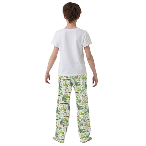 Chameleon Ladybug Cactus Boys Long Pants Soft Trousers Elastic Waist Kids Lounge Bottoms with Pockets S-XL3