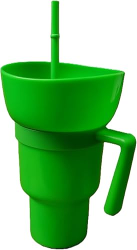 Stadium Tumbler Cup with Lid & Straw Reusable Plastic Drinking Cup 4 Color Options BPA-Free Durable for Sports Parties Events Travel Movie for kids and Adult (Green)