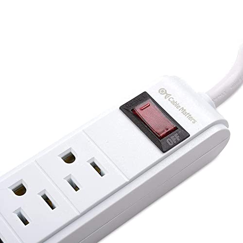 Cable Matters 2-Pack 16 Awg 2 Prong Extension Cord (3 Outlet Extension Cord) With Tamper Guard White In 6 Feet & 2-Pack 6 Outlet Surge Protector Power Strip With Usb Charging Ports #TOP6