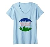 Photo Gallery donna souvenir di vacanza del parco nazionale delle montagne affumicate maglietta con collo a v Photo Gallery donna souvenir di vacanza del parco nazionale delle montagne affumicate maglietta con collo a v