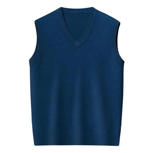 Men’S Sleeveless V-Neck Knit Sweater Vest Single Breasted Casual Solid Flat Knitted Waistcoat2