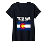 Women's Victor Marx for Governor of Colorado 2026 Flag V-Neck T-Shirt
