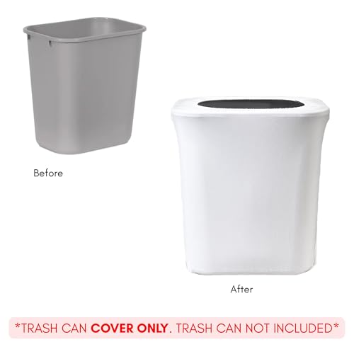 Image of YOUR CHAIR COVERS - 7 Gallon Spandex Office Trash Can Cover - White (Cover ONLY, Trash CAN NOT Included)