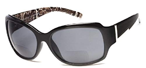 Pink Ribbon Shades Jackie O Designer Style Outside Bifocal Reading Glasses - Black 2.00