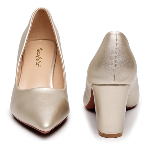 Image of VenusCelia Women's Lewin Pump Chunky Heel Shoe