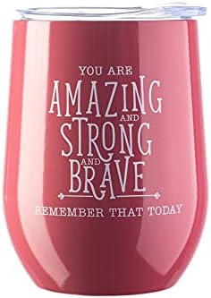 DIVERSEBEE Inspirational Thank You Gifts for Women, Mom, Sister, Wife, Coworker, Nurses, Best Friend, Encouragement Birthday Wine Gifts – Insulated Wine Tumbler Cup with Lid (Ruby)