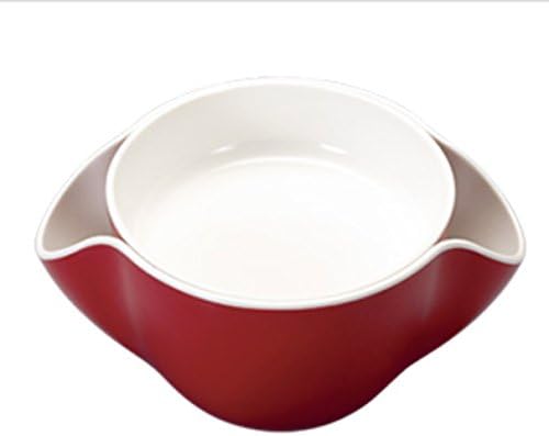 MUDHEN MBC Nuts Double Dish Nut Peanuts Cherries Fruits Bowls with Shell Storage for Snacks - Red