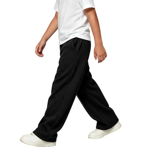 Boys Baggy Sweatpants Casual Fleece Straight Leg Sweat Pants With Pockets - image 2