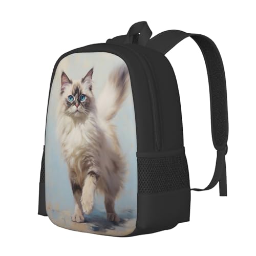 Stylish Unisex 17 Inch Backpack Ragdoll Blue Eyes Pose Spacious Compartments for Work Essentials Casual Outings & Trips2