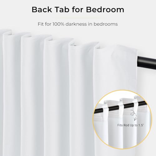 Image of INOVADAY 100% Blackout Curtains for Bedroom, Bright White Black Out Curtains 63 Inch Long, Clip Rings Linen Blackout Drapes, Thermal Insulated Room Darkening for Living Room, 2 Panels - W50xL63