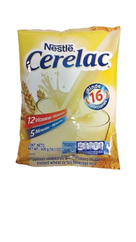 CERELAC - NESTLE - CERELAC - ALIMENTO VITAMINADO COMPUESTO DE TRIGO, SOLIDOS TOTALES DE LECHE ENTERA Y AZUCAR - RINDE 16 PORCIONES - 400 G