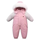 ジャンプスーツ ベビー 赤ちゃん ベビ服 秋冬 長袖 防寒 秋冬 子供用アウトドアウェア 防寒着 防風 柔らかい もこもこ 秋冬 おもしろ 記念撮影 年賀状 かわいい (ピンク，90)