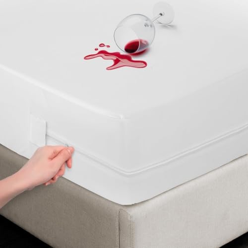 Gulman 100% Waterproof Mattress Protector Double bed Bed Bug & Dust Mite Proof 30cm Deep Zippered Premium Mattress Encasement for Ultimate Comfort (White - 137x190)