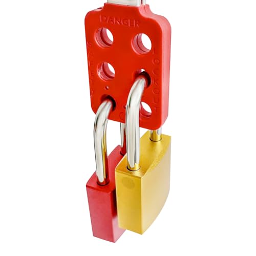 Image of Lock Out Tag Out Hasp,Red 1.5 inch Jaw Diameter Aluminum Lockout Hasp Tamper-Proof Padlock Hasp with Extended Jaw,Nylon Handle,Impact-Resistant(10 Pack)