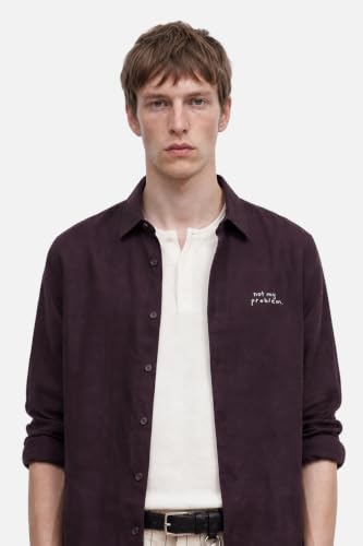 Image of SNITCH Men Casual Shirt | Regular Fit Full Sleeve Point Collar Solid Design with Embroidered Heart | 100% Lyocell & Breathable Fabric for Smart Casual Wear