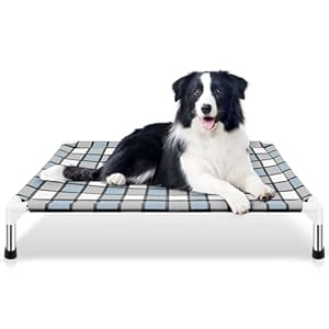 Elevated Outdoor Raised Dog Bed Outdoor Dogs Bed Lifted Pet Bed Dog Cot for Medium Pet Taste Life, Start with A Pet Bed 34” x 26” x 6.5”