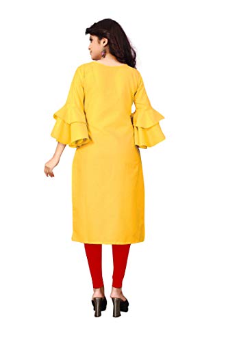 Image of OM SAI LATEST CREATION Slub-Rayon 3 /4 Sleeve Printed A-Line Kurti for Women
