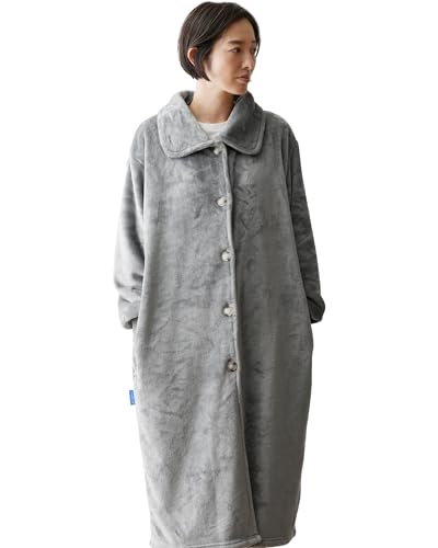 AQUA (アクア) 着る毛布 かいまき 男女兼用 冬 あったか 3Way 襟付き ハイネック タイプ 足元まであったか ロング丈 グレー mofua (モフア) プレミアムマイクロファイバー ルームウェア モフモフ ふわふわ レディース メンズ 家事がしやすい 袖口ゴム仕様 静電気対策強化 (旧社名:ナイスデイ) 45488413のサムネイル