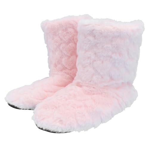 NULYLU Botas de Baile Altas para Mujer Talla 38-40, Interiores y Exteriores, Rosa, Antideslizantes Suela Gruesa, Cálidas y Forradas para Invierno y Otoño