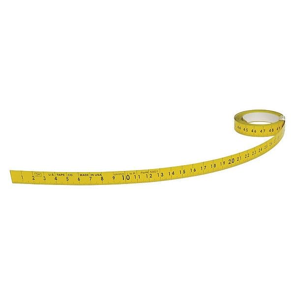 US Tape 50021 Adhesive-backed Bench Tape 1/2' x3m; L-R; m/cm top, mm bottom; yellow blade