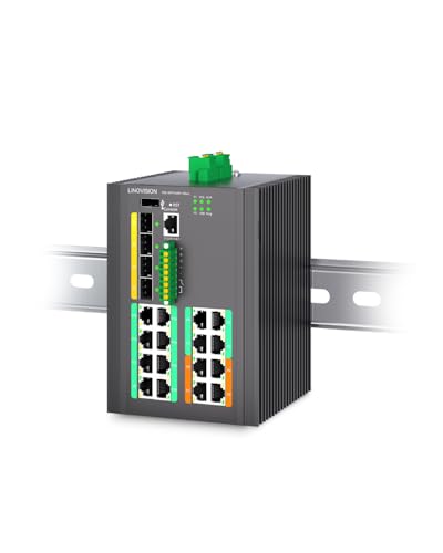 Image of LINOVISION Industrial 16-Port Full Gigabit L3 Managed BT90W PoE++ Switch with 4-Port 10G SFP+ Uplink, Total 370W PoE Budget