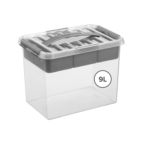 Sunware Q-line Boite de Rangement Plastique 9L – 30x20x22,3cm – Avec Couvercle – Avec Insertion Amovible – Paniers et boîtes de rangement