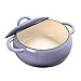 QSJY Patelnia Braiser z Lid Lodge holenderski piec żeliwo duszony garnek gliniany sól pieczony tost (kolor: fioletowy, rozmiar: 4L D23CM)
