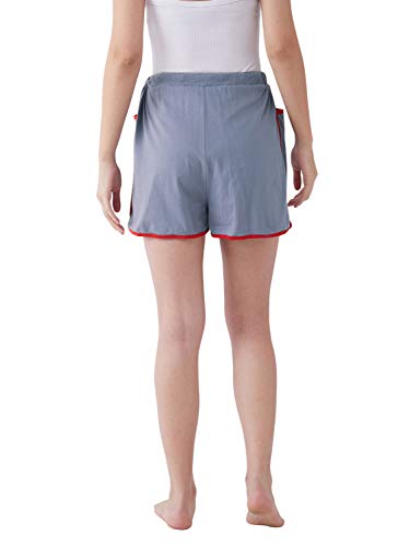 Image of Miss Chase Women's Comfortable Gray Solid Cotton Regular Length Sleep and Loungewear Shorts with Pockets