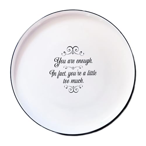 Plato grande de porcelana blanca 12 pulg con borde negro miniatura 1
