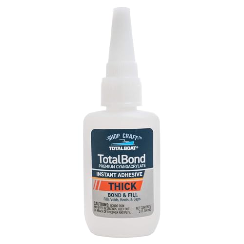 TotalBoat Thick CA Glue - TotalBond Cyanoacrylate Super Glue Adhesive for Wood, Stone, Brick, Plastic, Glass, Metal, Epoxy and Crack Repair - 2 oz