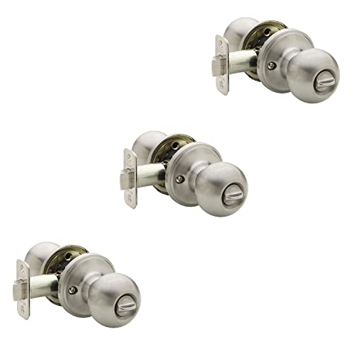 Copper Creek Bk2030Ss-3 Ball Door Knob, Privacy Function, 3 Pack, Satin Stainless #TOP2