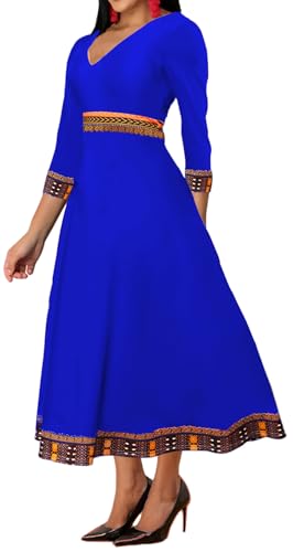 Image of VisiChenup African Print Dress for Women Casual Midi Dress