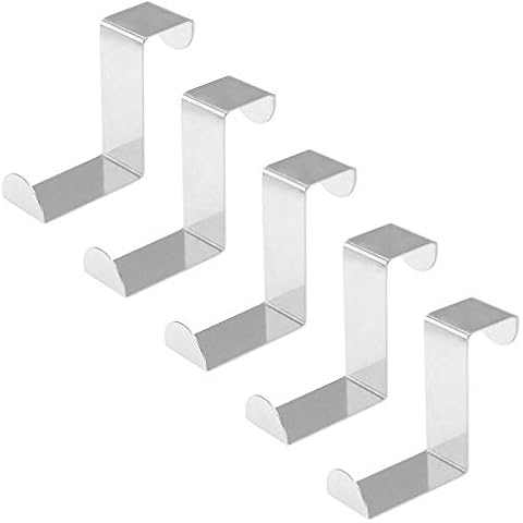 Kyuionty 5Pcs Over The Door Hooks Z-Shaped Hanging Hooks Dual Head Fits 2" & 1" Door Widths, Reversible Single Hanger Hook for Over The Door, Bathroom, Kitchen, Cupboard, Drawer Cover