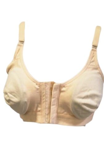 Front-Closure Mastectomy Breast Cancer Pocket Bra Beige B Cup -Beige| Easy Front Opening to Insert Prosthesis